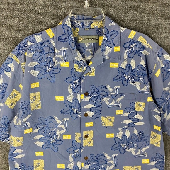 Point Zero Hawaiian Shirt Men's XL Short Sleeve Button Up 100% Cotton - Picture 2 of 10